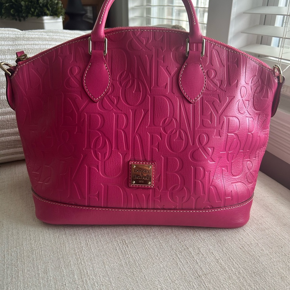 Dooney & Bourke Large Pink Textured Leather Satchel